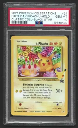 Pokemon Celebrations Birthday Pikachu 24 Classic Holo PSA 10 GEM MINT - Image 1