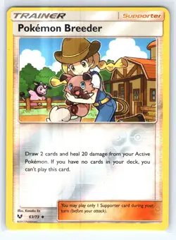 Pokemon Breeder Reverse Holo Uncommon Shining Legends 63/73 LP - Image 1
