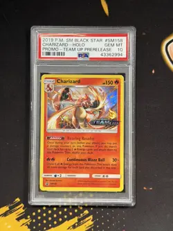 2019 Pokemon Black Star Promo Charizard Holo Team Up Prerelease #SM158 PSA 10 - Image 1