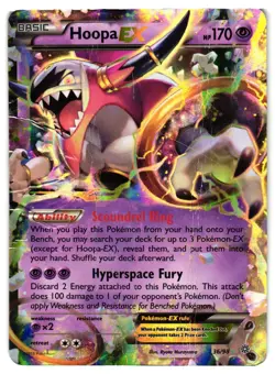 Pokemon TCG Hoopa EX 36/98 Regular Card Holo EX Rare Ancient Origins HEAVY DMG - Image 1
