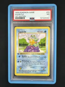 PSA 7 Squirtle 1st Edition Shadowless 1999 Base Set 63/102 Pokemon w/ Guard - Image 3