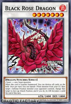 YUGIOH RA04-EN057 Black Rose Dragon Platinum Secret Rare 1st Edition NM - Image 1