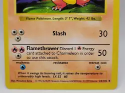 Charmeleon 24/102 Base Set Pokemon Card HP Crease WOTC 1999 Vintage - Image 3
