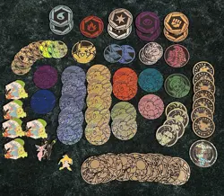 Pokemon TCG Coins Assorted Lot 63 Good Condition Some Dupes 7 Pins Fast Ship - Image 1