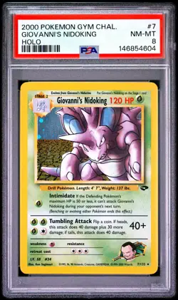 2000 Pokemon Gym Challenge #7 Giovanni's Nidoking Holo PSA 8 - Image 1