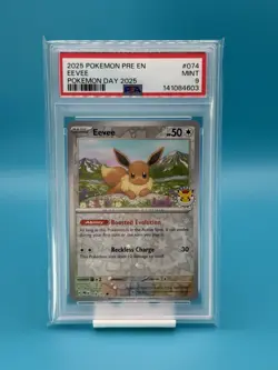 Eevee - (Pokemon Day 2025) (Reverse Cosmos Holo) 074/131 - PSA 9 - Image 1