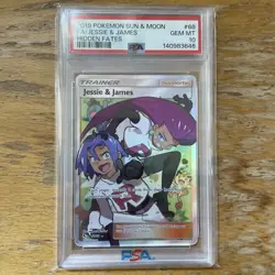 Pokemon Company Hidden Fates Jessie & James 68/68 Full Art Holo PSA 10 English - Image 1