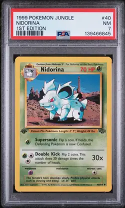 PSA Card NEAR MINT 7 1999 POKEMON JUNGLE 40 NIDORINA 1ST EDITION - Image 1