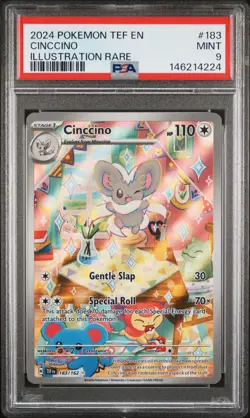 2024 POKEMON TEF EN-TEMPORAL FORCES ILLUSTRATION RARE #183 CINCCINO PSA 9 - Image 1