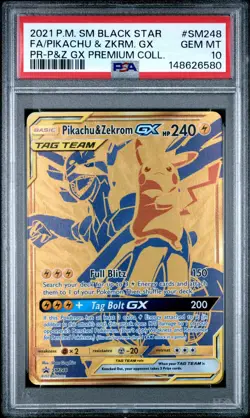 2021 POKEMON SM BLACK STAR PROMO #SM248 FULL ART/PIKACHU & ZEKROM GX PSA 10 - Image 1