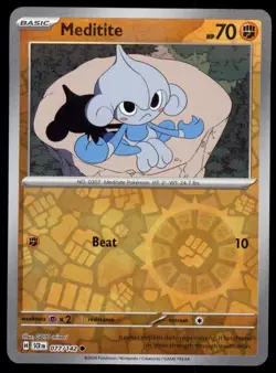 Meditite 77/142 Common Stellar Crown Pokemon Reverse Holo Near Mint - Image 1