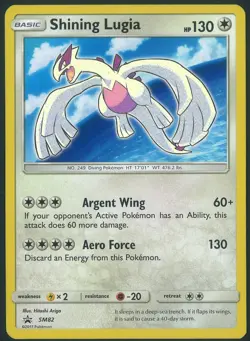 Shining Lugia SM82 Shining Legends Pokemon Sun & Moon Promo Light Play - Image 1