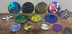 Lot Of Pokemon (2) Pins And (11) Coins Lucario Lugia Charizard Eevee Pikachu + - Image 1