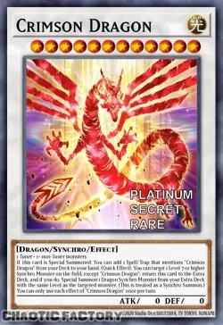 YUGIOH RA04-EN061 Crimson Dragon Platinum Secret Rare 1st Edition NM - Image 1