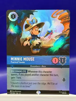 Disney Lorcana Wilds Unknown Minnie Mouse Practical Traveler Epic Foil 219/204 - Image 1