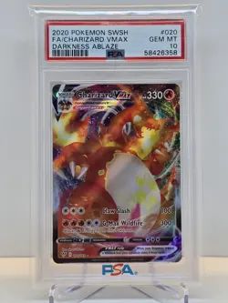 2020 POKEMON SWORD & SHIELD DARKNESS ABLAZE #020 FULL ART/CHARIZARD VMAX PSA 10 - Image 1