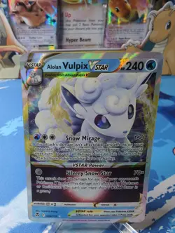 ALOLAN VULPIX VSTAR 034/195 HOLO VSTAR RARE SILVER TEMPEST POKEMON NM - Image 1