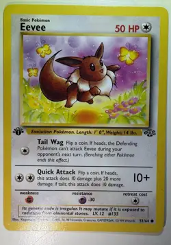 Eevee 51/64 Jungle 1st Edition Pokemon 1999 LP - Image 1