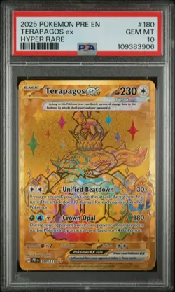 Terapagos Ex Pokemon Pre En-Prismatic Evolutions 180 NM PSA 10 - Image 1