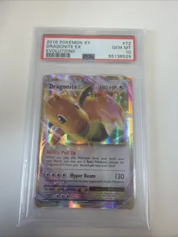 Pokemon TCG Dragonite-EX Evolutions Holo Rare Card 72/108 PSA 10 - Image 1