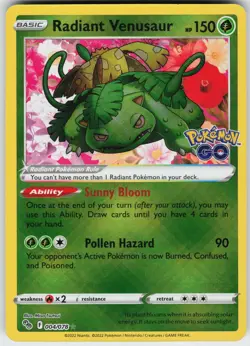 HOLO RADIANT VENUSAUR 004/078 RADIANT RARE NEAR MINT - Image 1