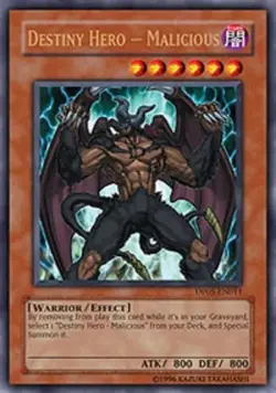Yugioh! Destiny Hero - Malicious DP05-EN011 Ultra Rare 1st Edition NM - Image 1