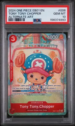 2024 One Piece EB01 EN EB01-006 Tony Tony Chopper Alt Art Foil PSA 10. - Image 1