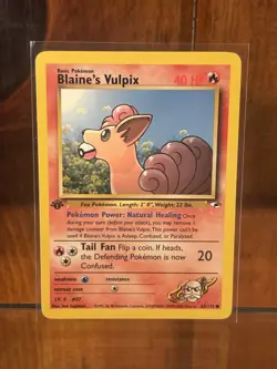 BLAINE’S VULPIX Pokemon Card - 1st Edition - Gym Heroes - 65/132 - NM - Image 1