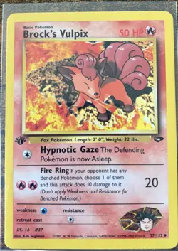 Brock's Vulpix 37/132 First 1st Edition Pokemon Card (LP) - Image 1