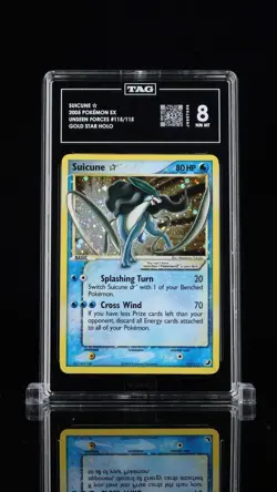 2005 Pokemon - Suicune Gold Star 115 Unseen Forces Holo - TAG 8, SCORE 823 - Image 1