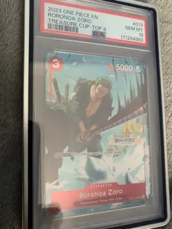 PSA 10 Roronoa Zoro OP01-013 Treasure Cup 1st Top 8 One Piece TCG Gem MInt Promo - Image 1