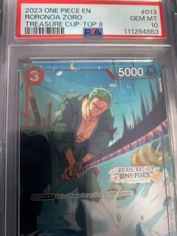 PSA 10 Roronoa Zoro OP01-013 Treasure Cup 1st Top 8 One Piece TCG Gem MInt Promo - Image 3