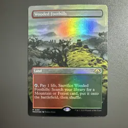 Mtg WOODED FOOTHILLS - Borderless Foil - Modern Horizons 3 Magic NM condition - Image 1