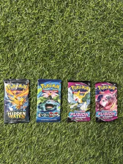 Pokemon XY EVOLUTIONS, Hidden Fates, 2x Fusion Strike Booster Packs SEALED - Image 1