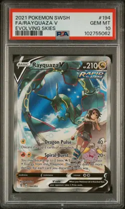 2021 POKEMON SWORD & SHIELD EVOLVING SKIES #194 FULL ART/RAYQUAZA V PSA 10 - Image 1