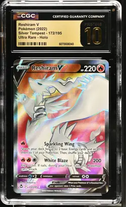 Reshiram V #172/195 CGC 10 PRISTINE - 2022 Pokemon SWSH Silver Tempest Full Art - Image 1