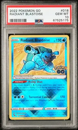 Pokemon TCG: Radiant Blastoise 018/078 (Pokemon Go Set) PSA 10 Gem Mint - Image 1