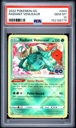 2022 POKEMON GO #004 RADIANT VENUSAUR PSA 10 - Image 1