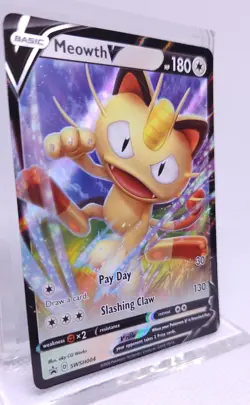 Pokemon Meowth V SWSH Black Star Promos SWSH004 Holo Promo - Image 2