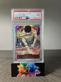 2022 One Piece ST01 EN Super Prerelease #013 Roronoa Zoro PSA 9 MINT - Image 1