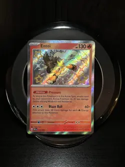 Pokemon Entei Holo Shiny Rare TCG Card Paldean Fates 112/091 - Image 1
