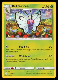 BUTTERFREE 003/060 POKEMON CARD ENGLISH SM1S COLLECTION SUN UNCOMMON MP - Image 1