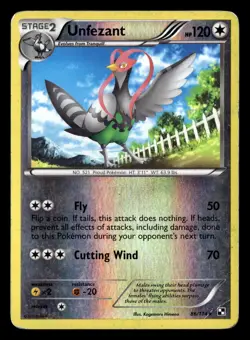 Unfezant 86/114 Reverse Holo Rare Black & White Pokemon Card - Image 2