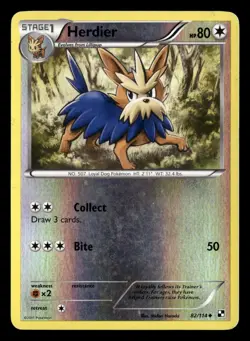 Herdier 82/114 Reverse Holo Uncommon Black & White Pokemon Card - Image 2