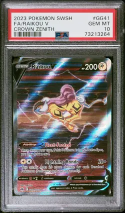 PSA 10 Raikou V Crown Zenith Full Art GG41/GG70 GEM MINT Graded Pokemon Card - Image 1