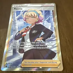 Peonia 196/198 Chilling Reign NM Full Art Ultra Rare Pokemon Card - Image 1