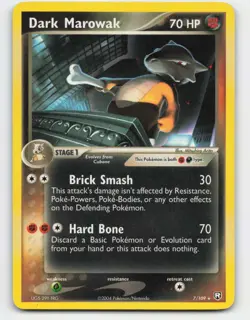 2004 Pokemon, Team Rocket Returns, #7/109 Dark Marowak, Rare Deck Exclusive LP - Image 1