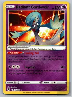 Radiant Gardevoir 069/196 Radiant Rare Lost Origin Pokemon Near Mint - Image 1