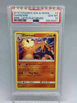 2018 Pokemon Sun & Moon Charizard Dragon Majesty Let’s Play Eevee #3 PSA 10 Gem - Image 1