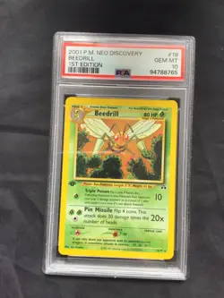 Pokemon Cards: 1st Edition Neo Discovery Rare: Beedrill 18/75: PSA 10 - Image 1